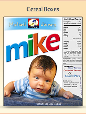 Custom Cereal Box Baby Announcement Design